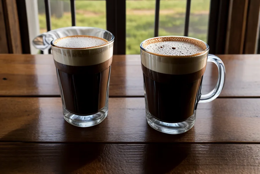Comparativa visual entre dos extracciones de café filtrado en jarras de cristal