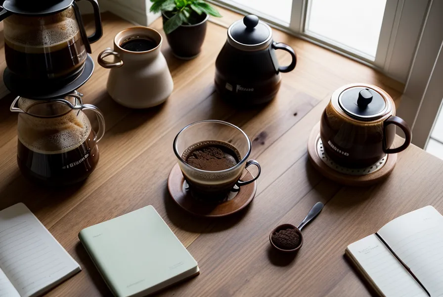 Cama de café plana y limpia después de terminar la extracción en V60