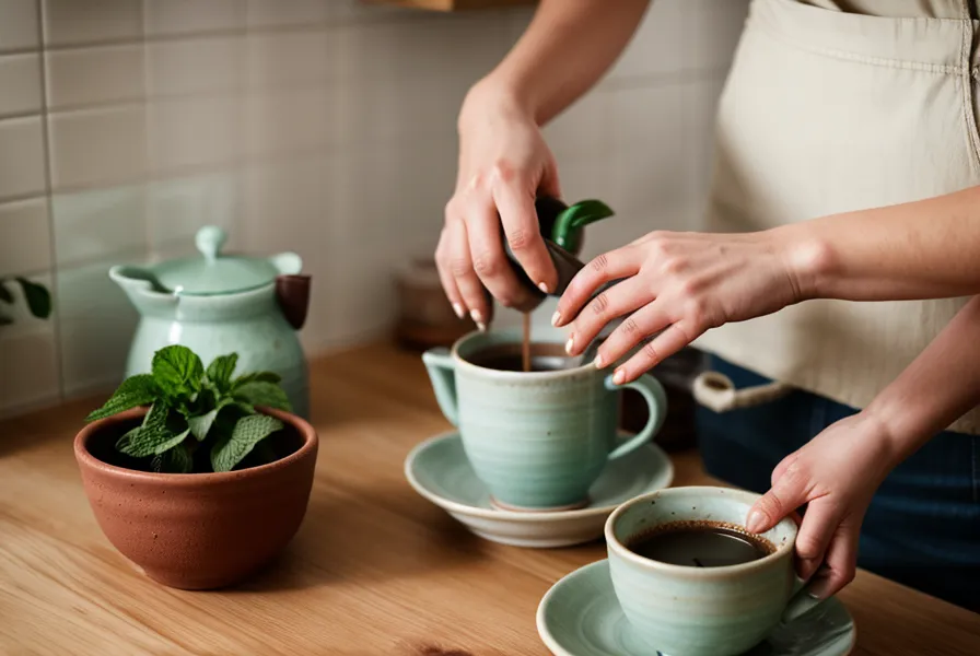 Ordenador mostrando un curso online de café junto a una taza y granos de café de especialidad