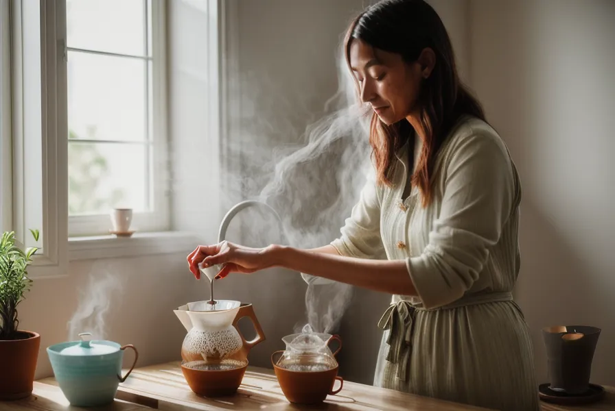 Bolsa de café arábica de especialidad junto al molinillo manual antes de la rutina de V60 doméstica